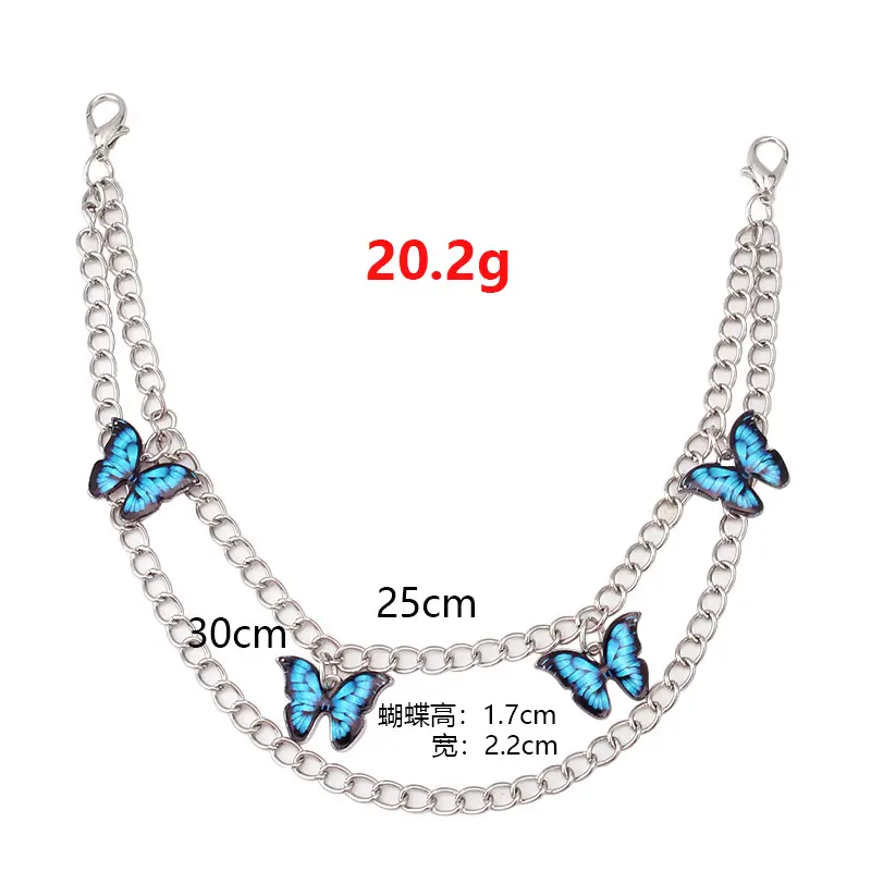 White Butterfly Chain Handbag with Blue Beads — feature 3