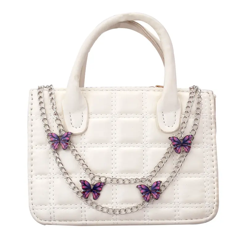 White Butterfly Chain Handbag with Blue Beads — feature 8
