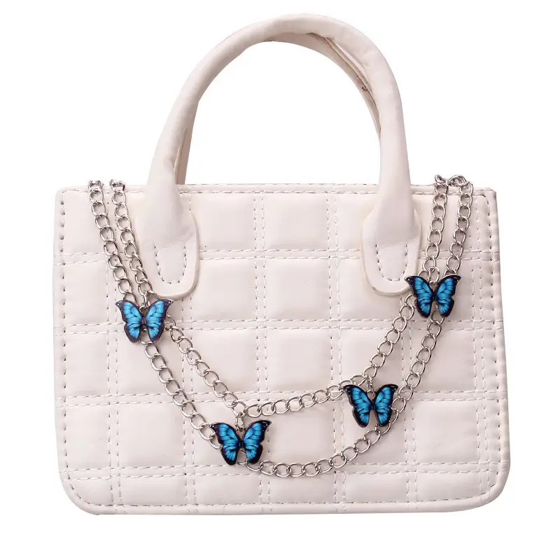 White Butterfly Chain Handbag with Blue Beads — feature 9