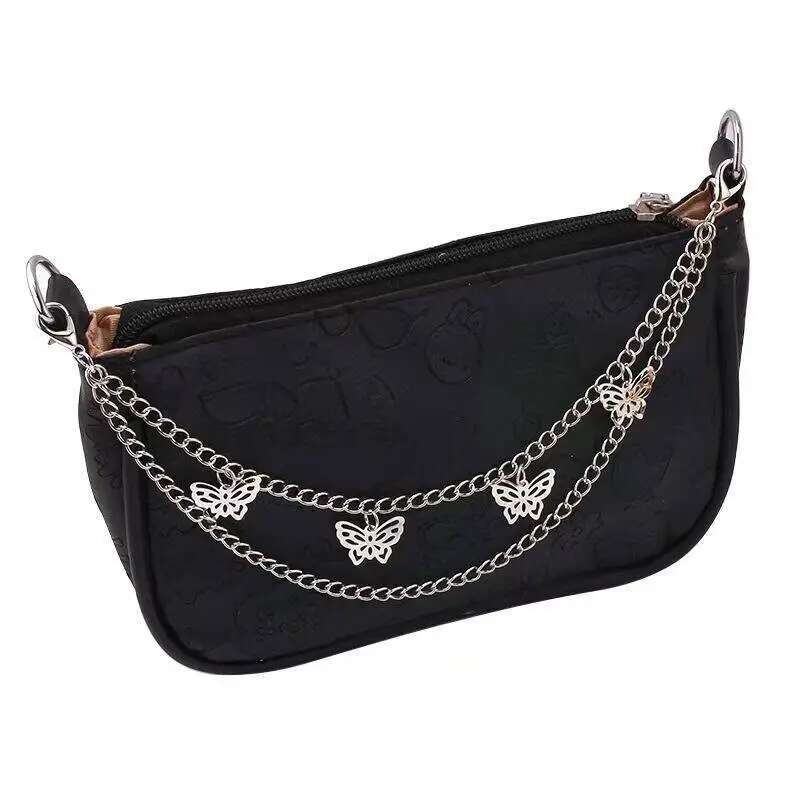 White Butterfly Chain Handbag with Blue Beads