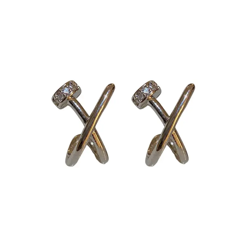 Real Gold Electroplated Zircon Cross X Earrings for Women - Image 7
