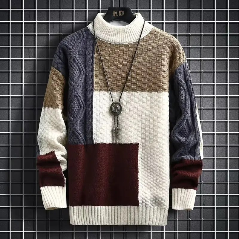 Japanese Retro Color Matching Sweater for Men Winter - Image 8