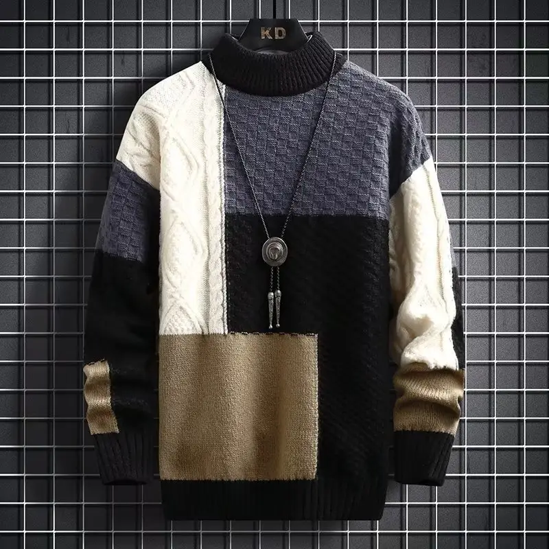 Japanese Retro Color Matching Sweater for Men Winter - Image 4