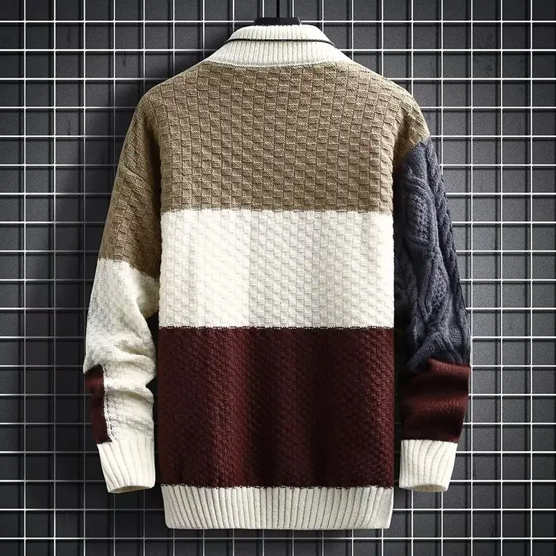 Japanese Retro Color Matching Sweater for Men Winter - Image 5