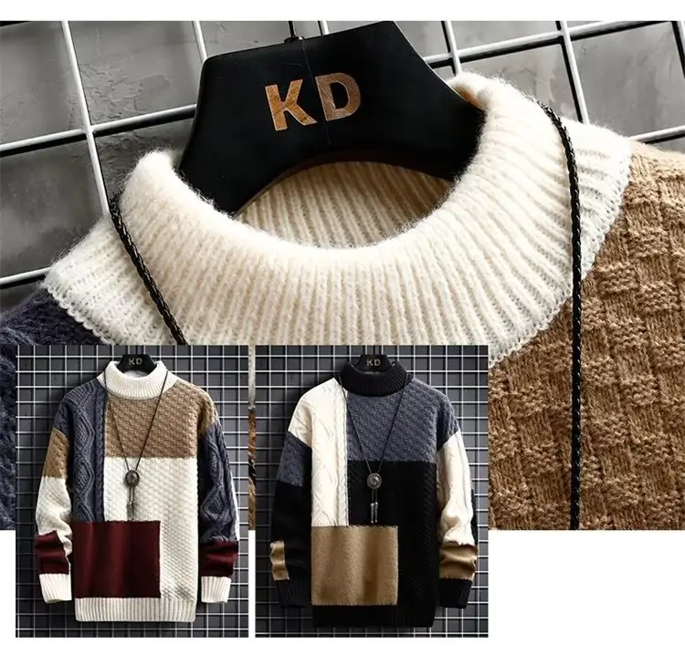 Japanese Retro Color Matching Sweater for Men Winter - Image 6