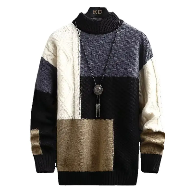Japanese Retro Color Matching Sweater for Men Winter - Image 7