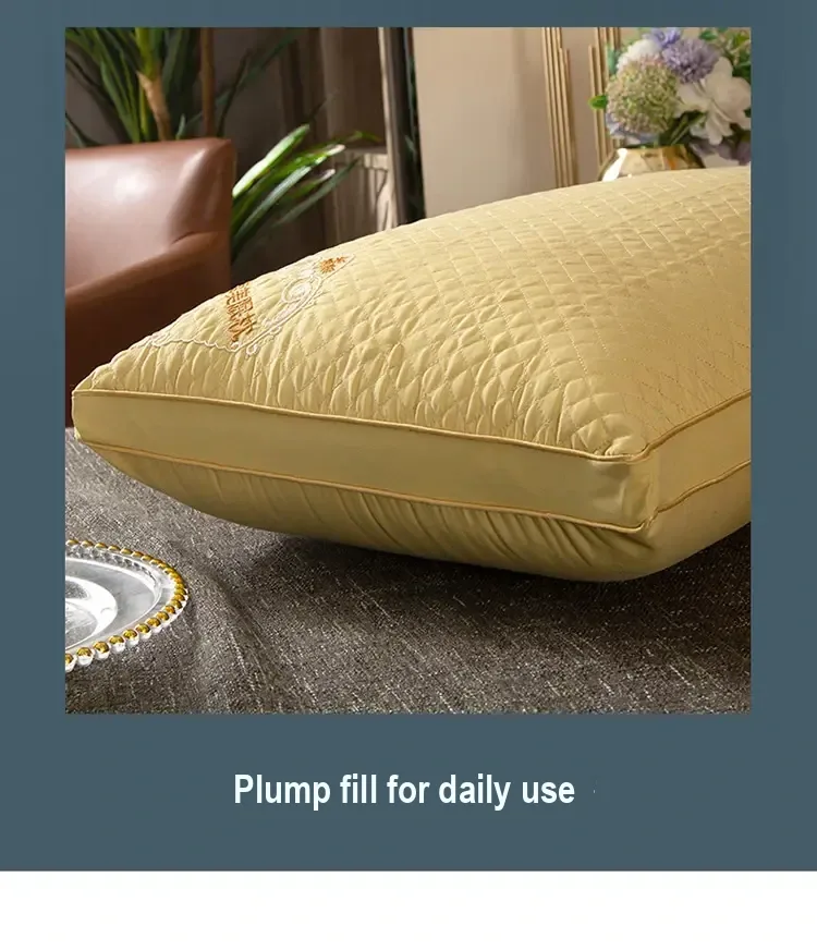 Close-up of the quilted yellow pillow edge and piping.