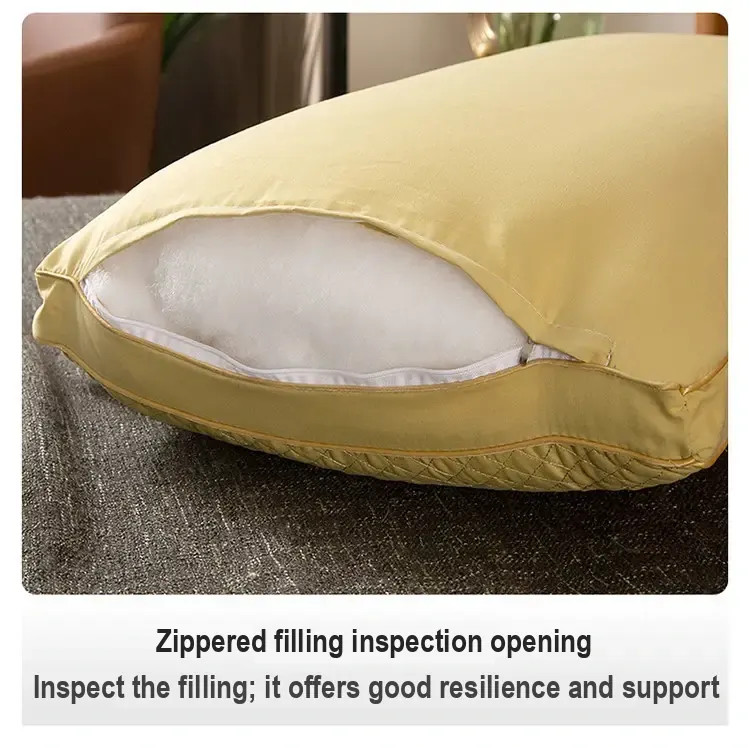 Pillow cover opened to show the white fiber filling and zipper opening.