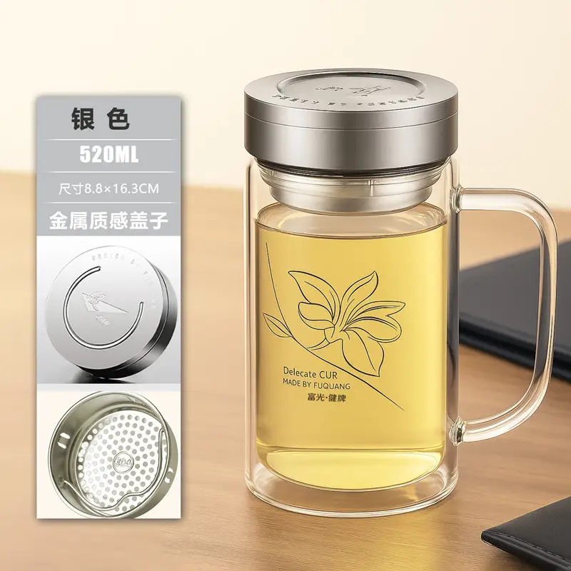 Fuguang Glass Tea Cup with Lid & Handle - Image 5