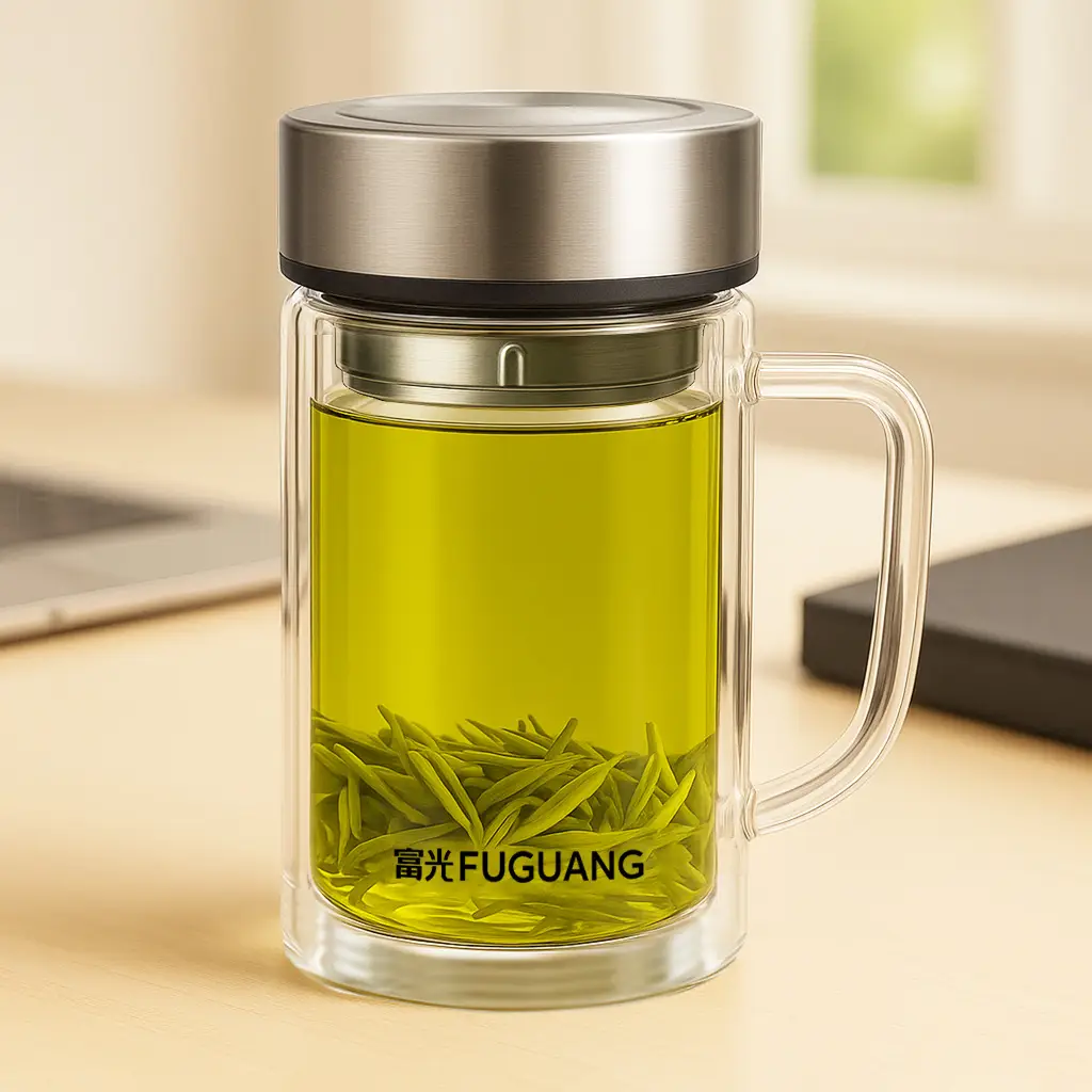 Fuguang Glass Tea Cup with Lid & Handle - Image 6