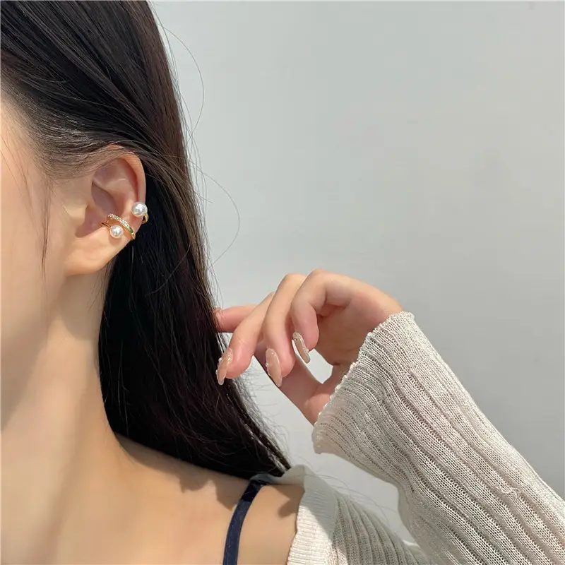 Fangxing Pearl Zircon Ear Clip No Ear Holes - Image 3
