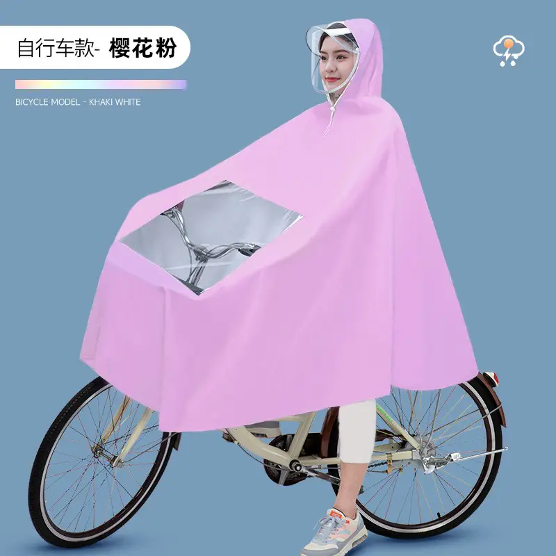 Parent-child Electric Battery Car Raincoat Single Motorcycle Transparent Long Body Rainstorm Poncho Wholesale - Image 17