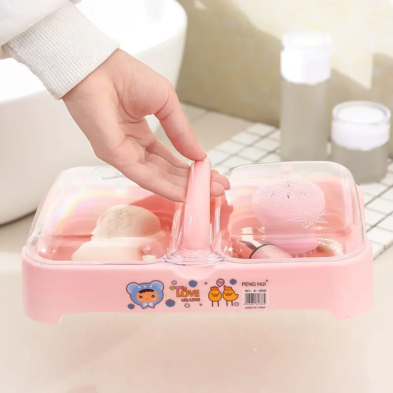 Double Compartment Laundry Soap Box with Lid Drain