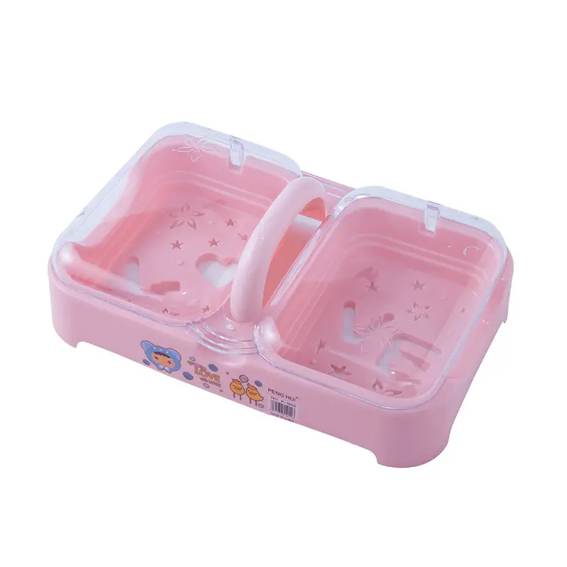 Double Compartment Laundry Soap Box with Lid Drain