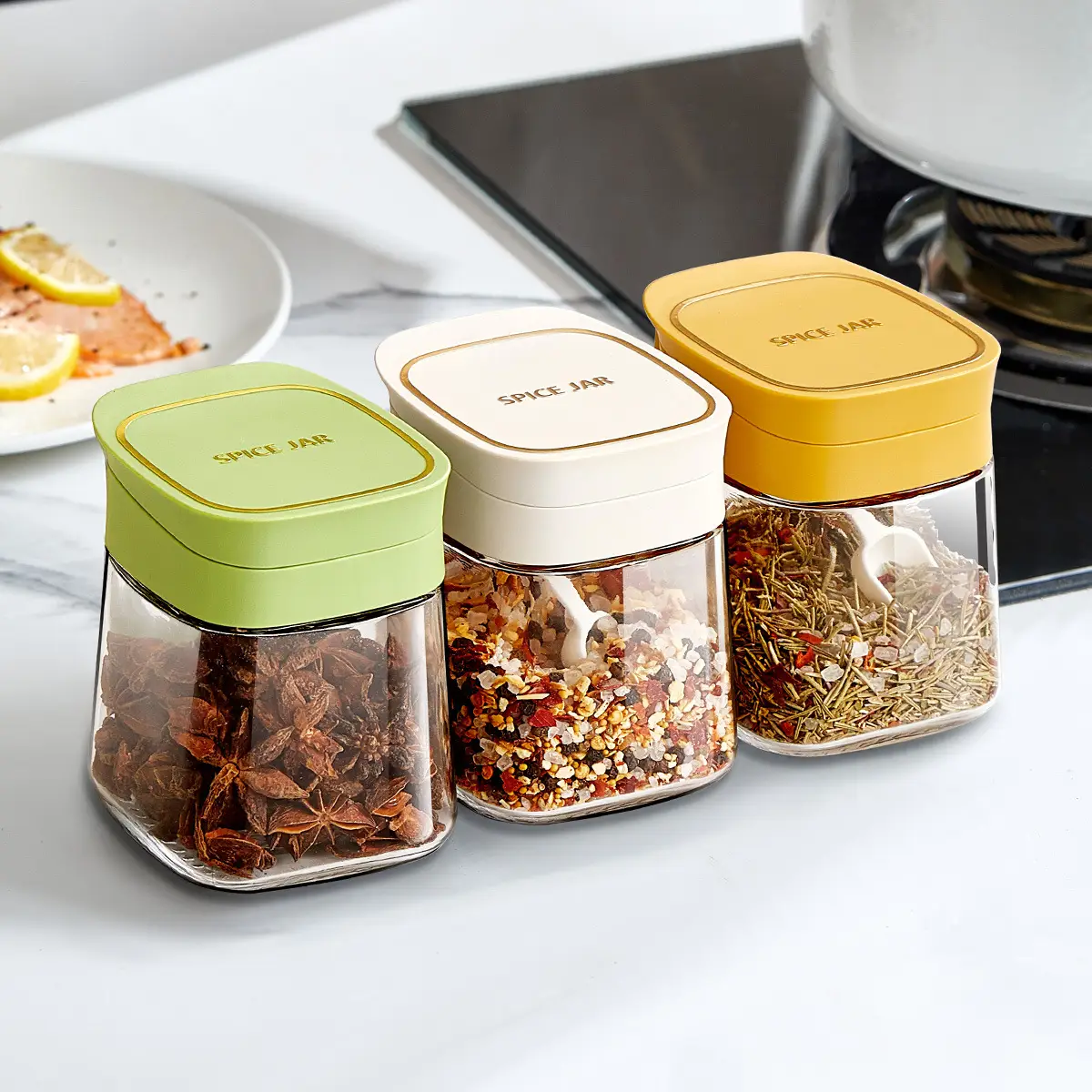 Glass Seasoning Box Set for Kitchen Storage - Image 5