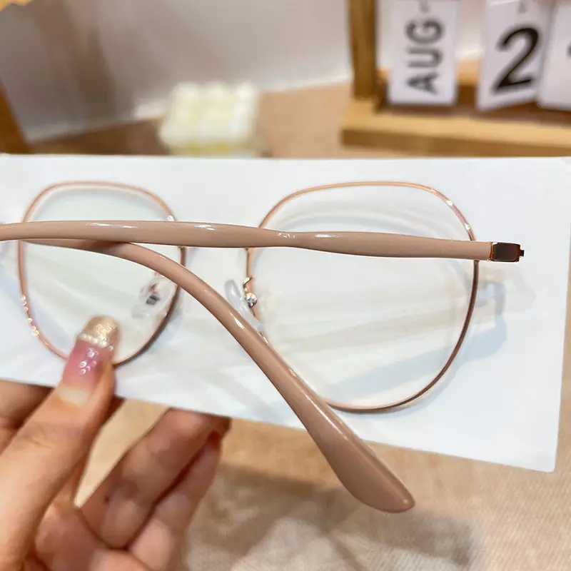 Milk Tea Color Anti-Blue Light Mirror Glasses for Women - Image 6