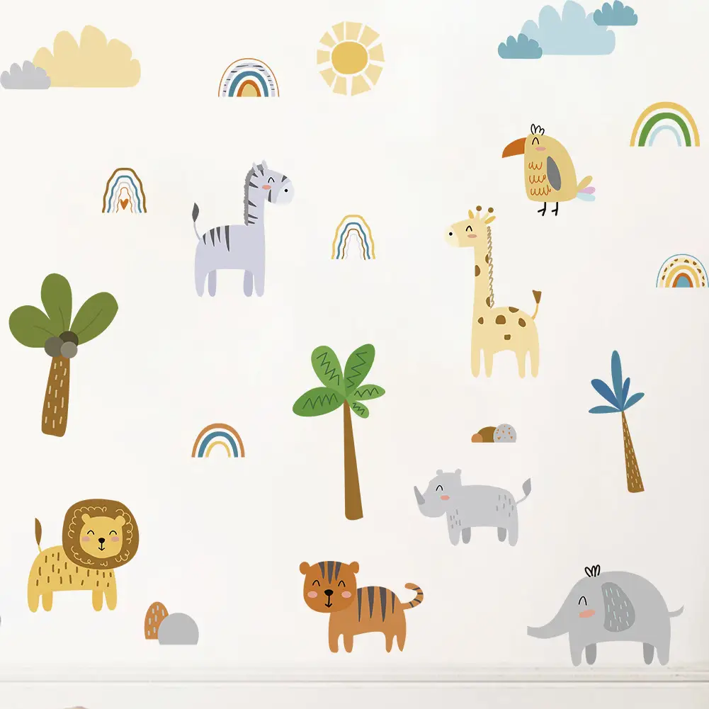 Jungle Animal Wall Stickers for Kids Room Decor