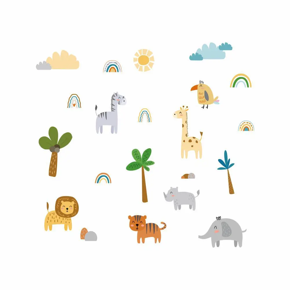 Jungle Animal Wall Stickers for Kids Room Decor