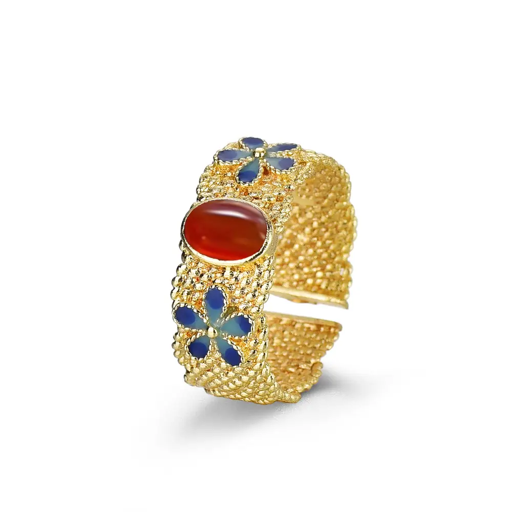 Burned Blue Gold Plated Ancient Twist Ring for Women - Image 5