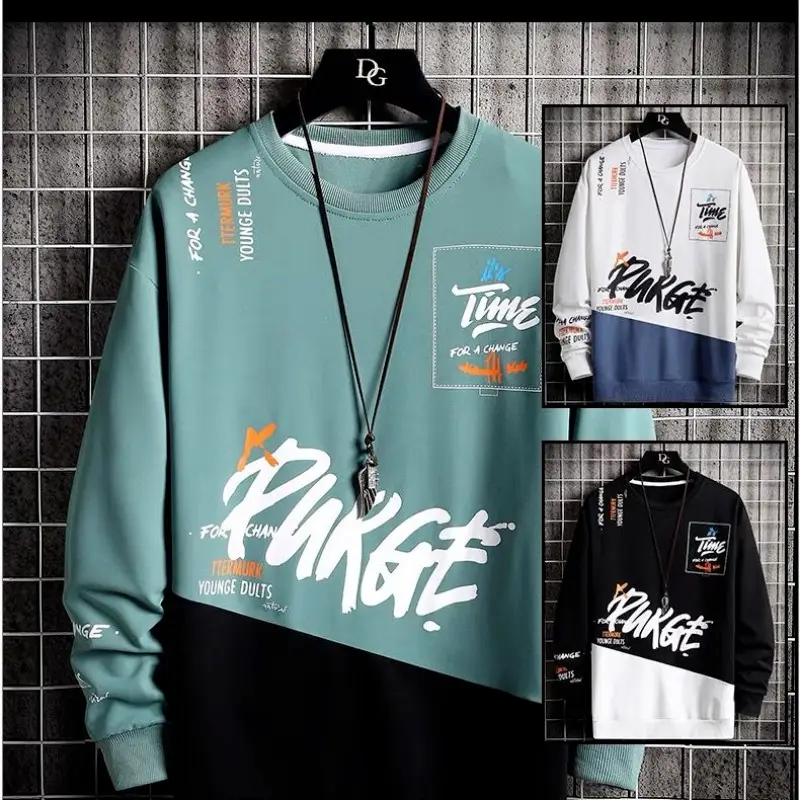 Men Graphic Sweatshirt Set Dinosaur Print Teal Black - Image 16