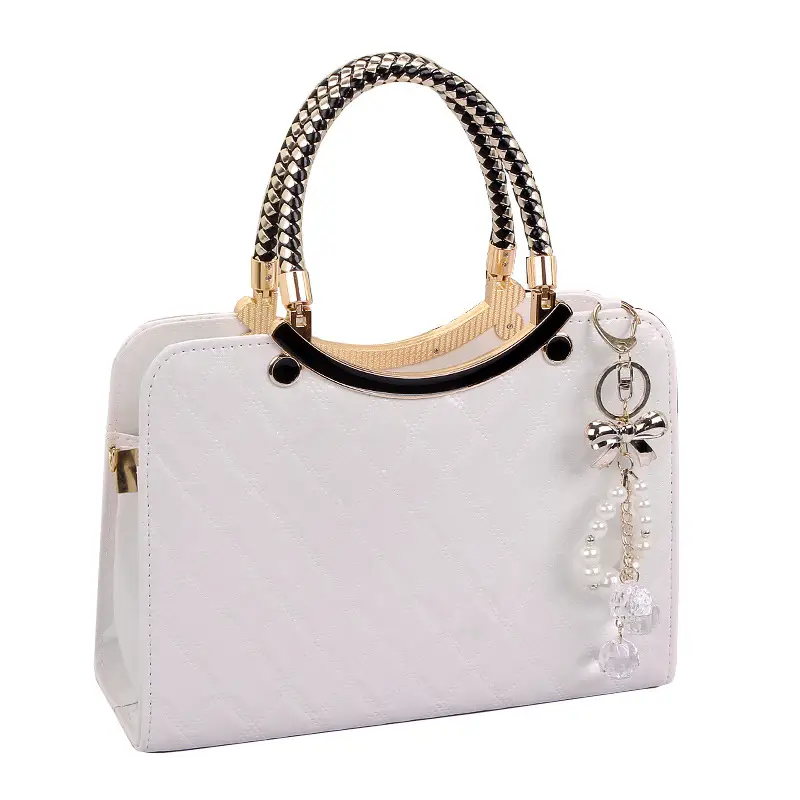 White Women's Crossbody Bag with Pearl Tassel