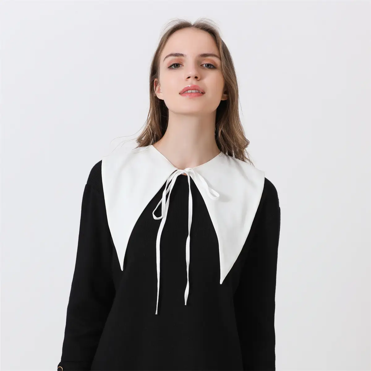 Navy False Collar Shawl Top for Women Large - Image 5