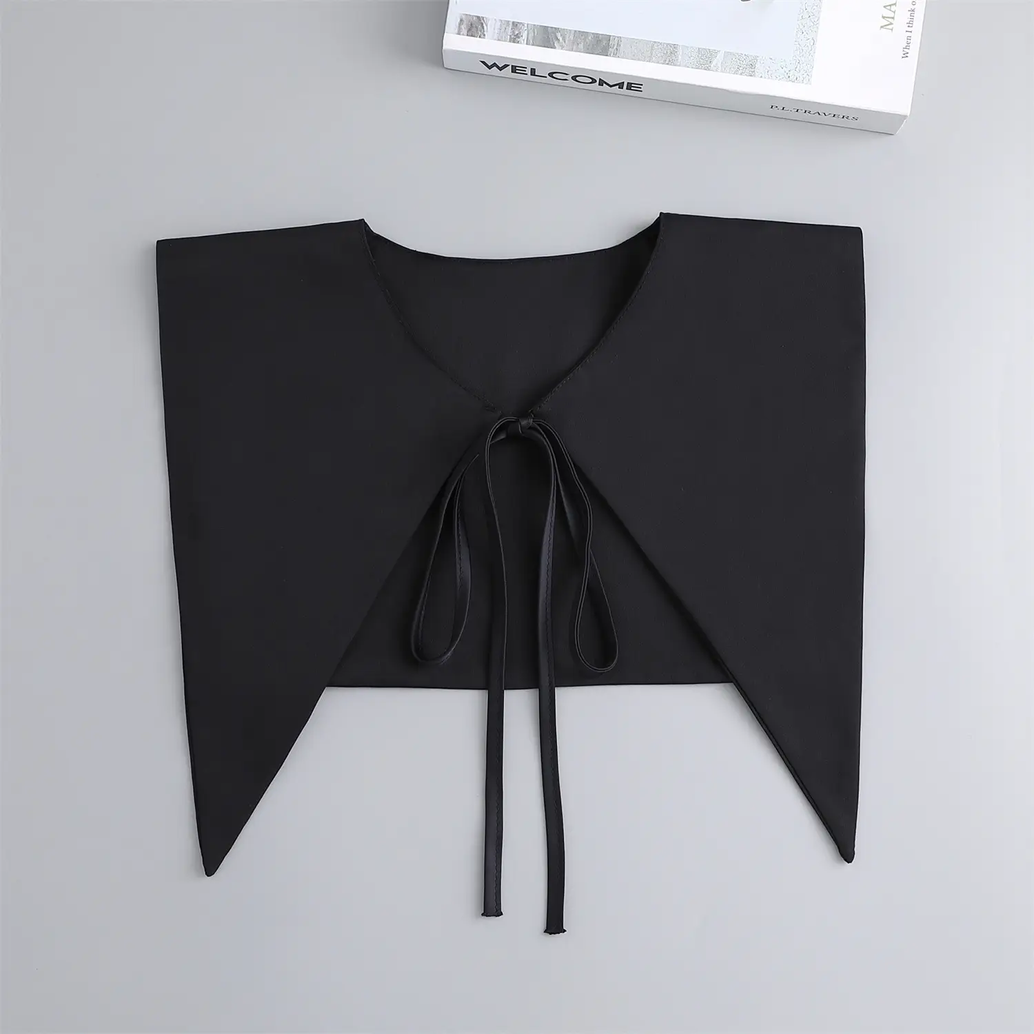 Navy False Collar Shawl Top for Women Large - Image 6