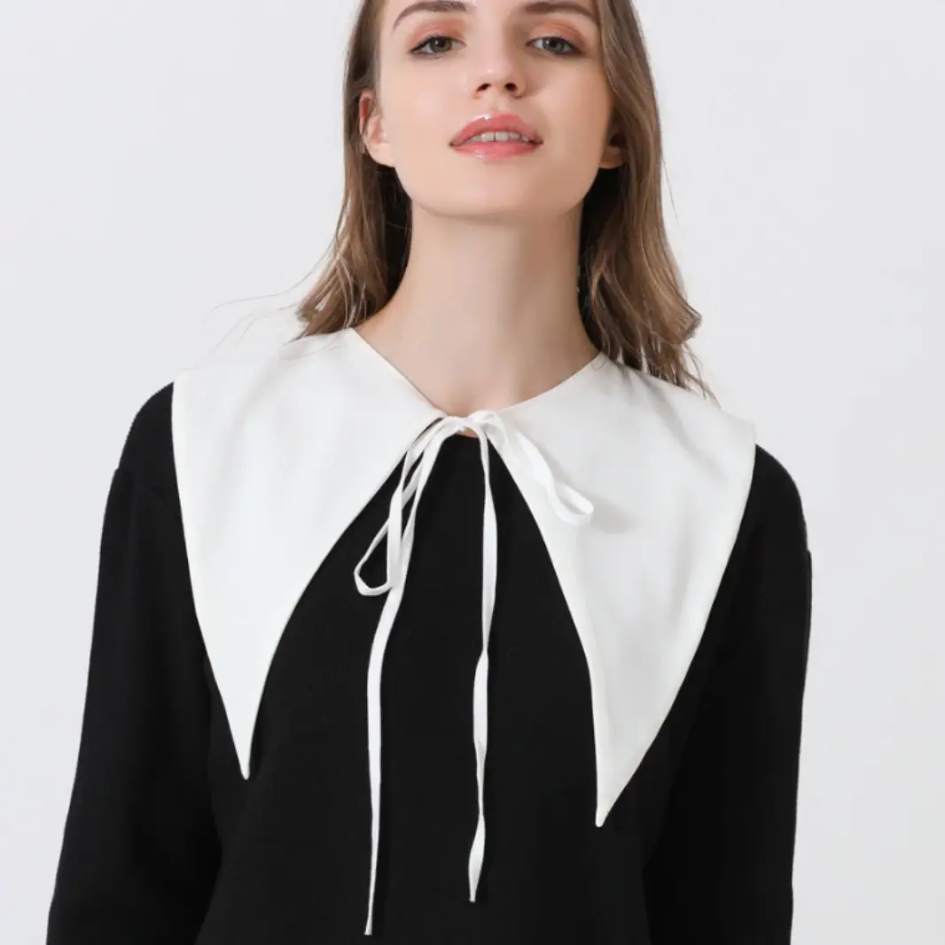 Navy False Collar Shawl Top for Women Large - Image 2