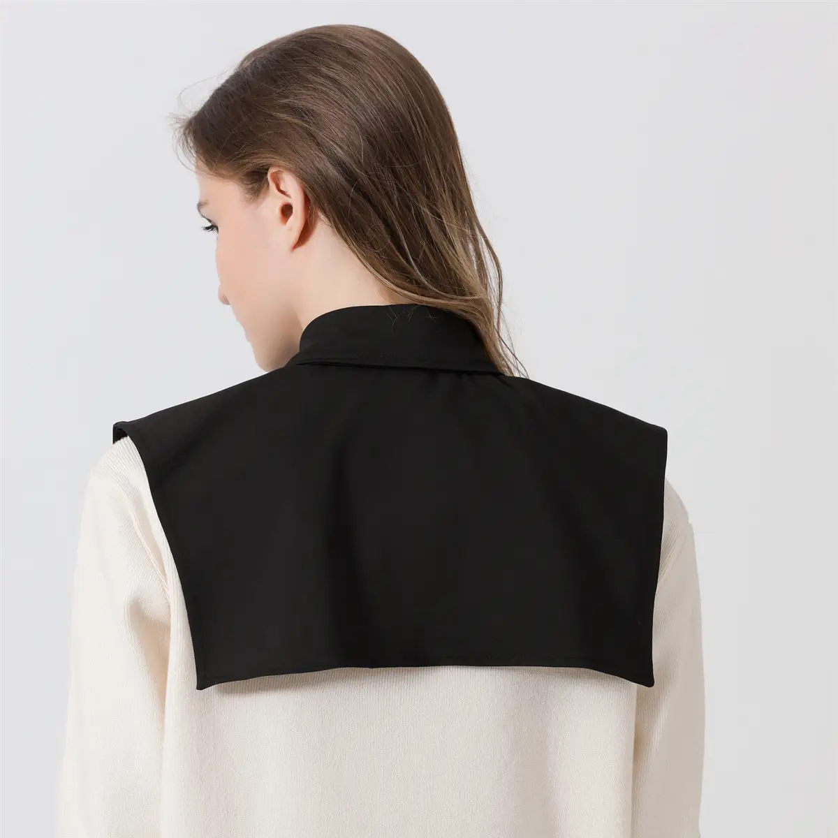 Black Pointed Collar Summer Shirt Shawl Vest - Image 4
