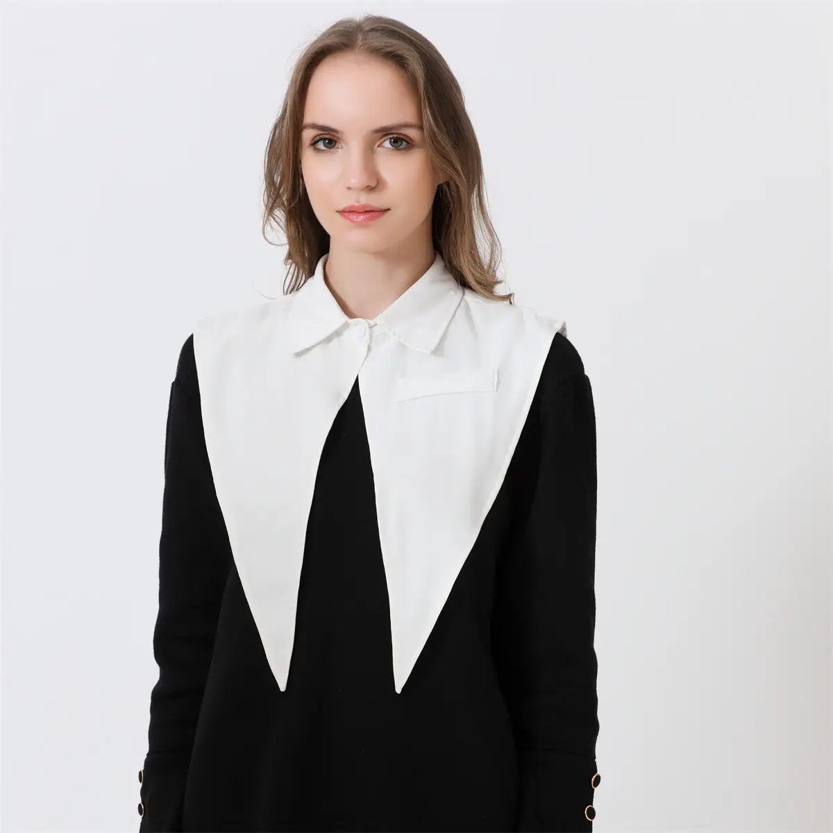 Black Pointed Collar Summer Shirt Shawl Vest - Image 5