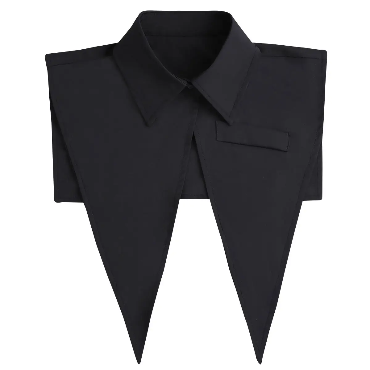 Black Pointed Collar Summer Shirt Shawl Vest - Image 6