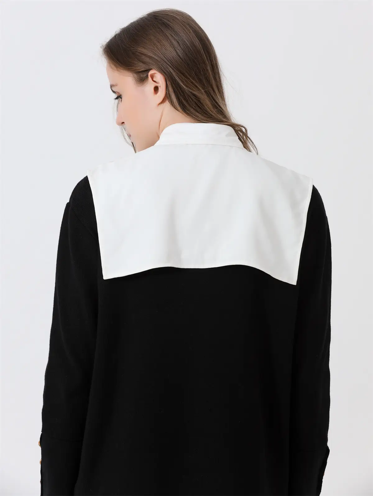 Black Pointed Collar Summer Shirt Shawl Vest — feature 10