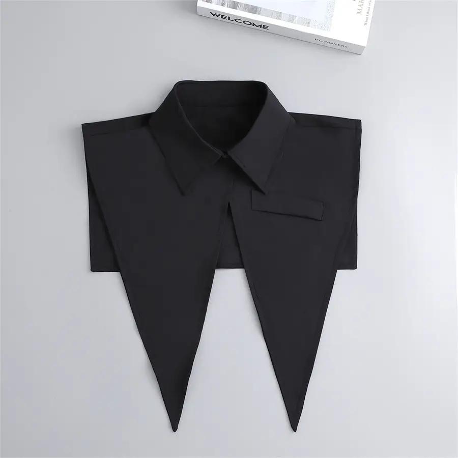 Black Pointed Collar Summer Shirt Shawl Vest — feature 11