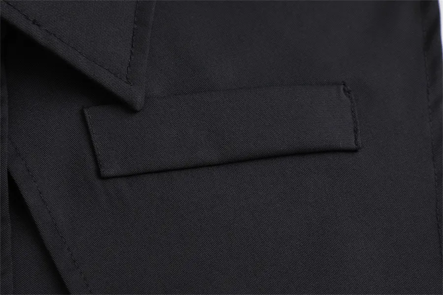Black Pointed Collar Summer Shirt Shawl Vest — feature 15