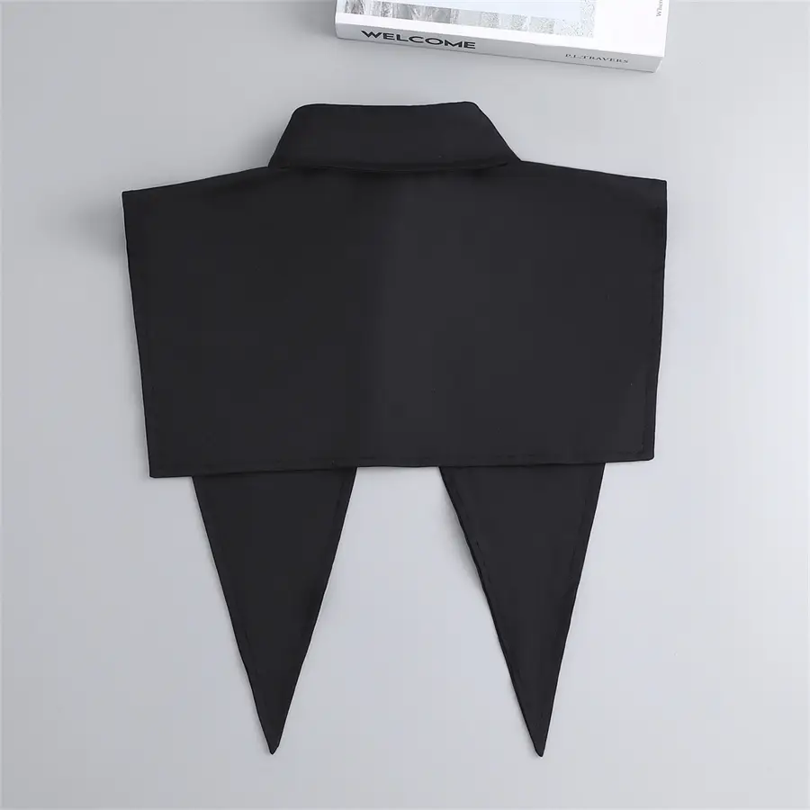 Black Pointed Collar Summer Shirt Shawl Vest — feature 16