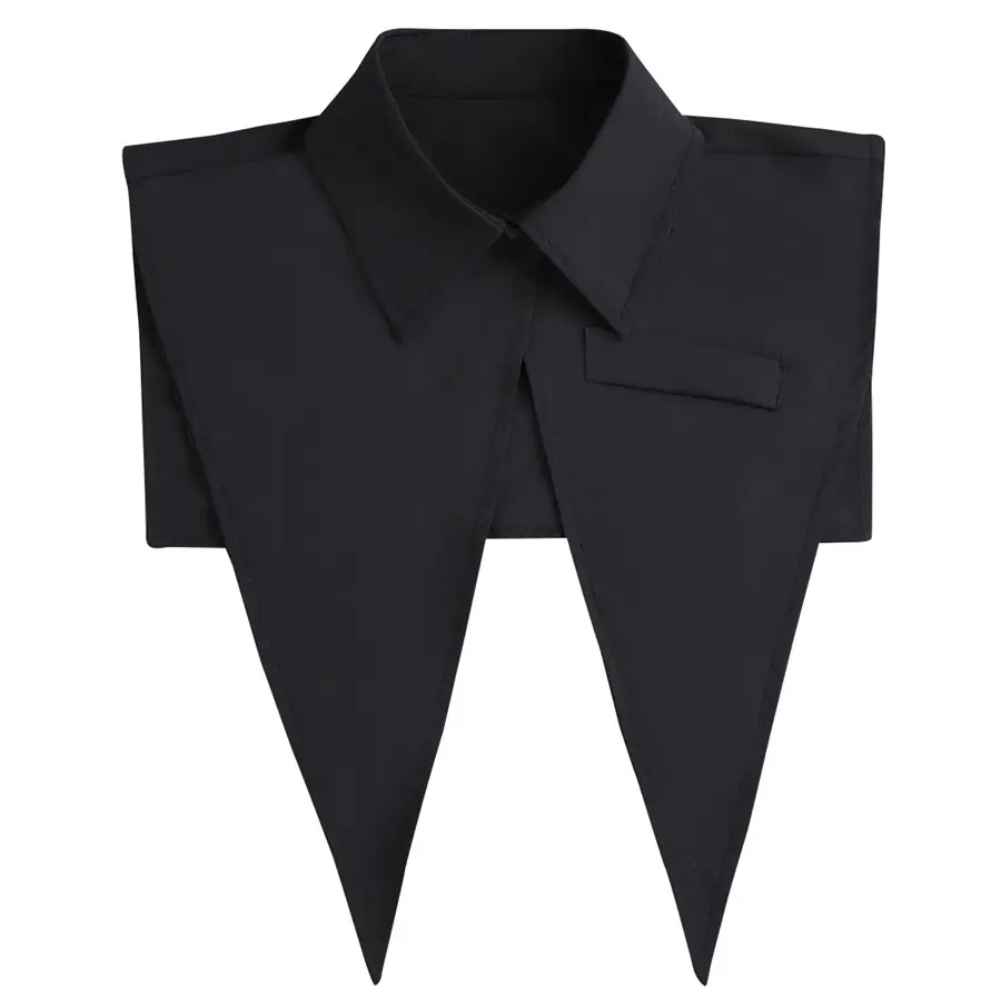 Black Pointed Collar Summer Shirt Shawl Vest — feature 27