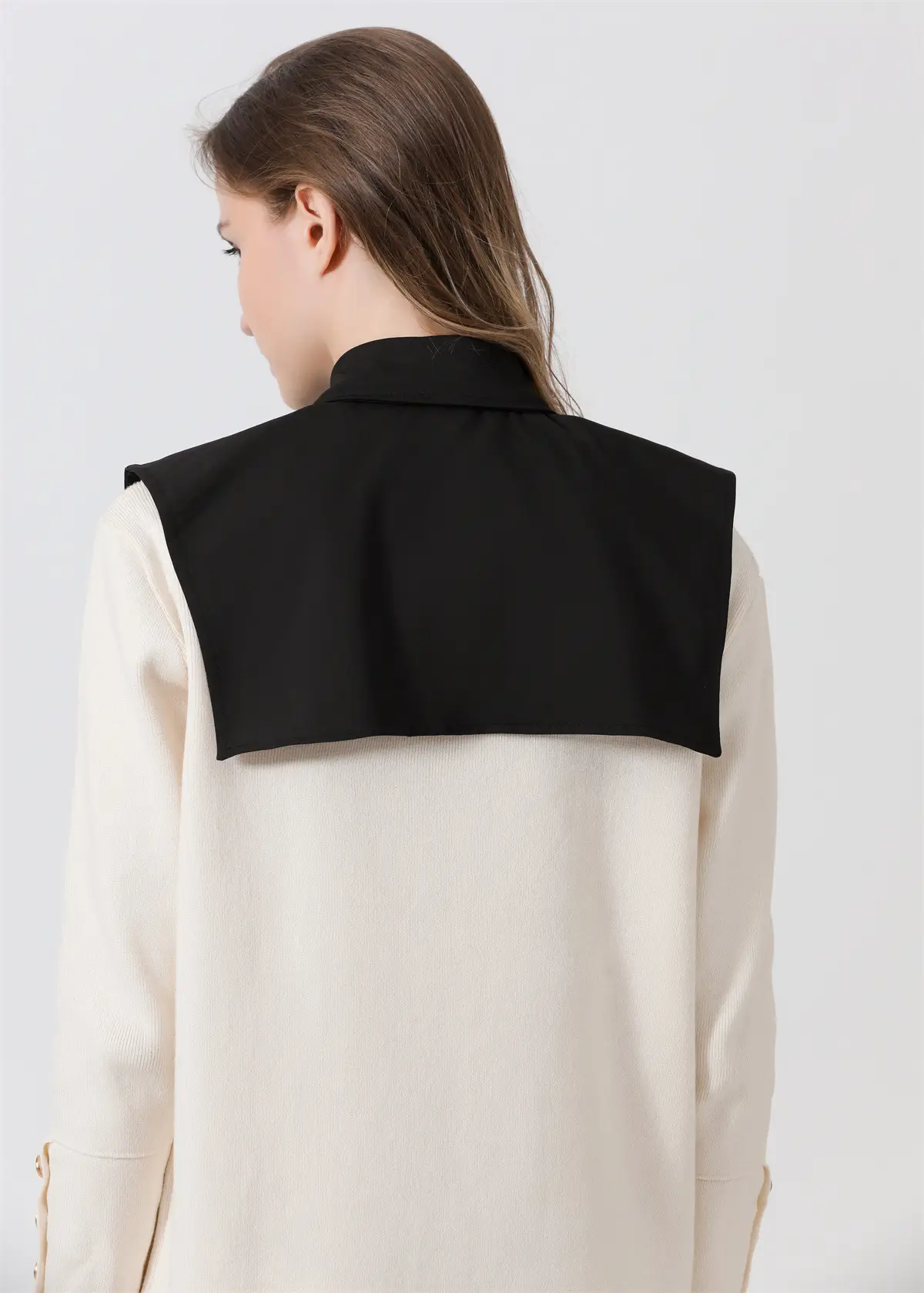 Black Pointed Collar Summer Shirt Shawl Vest — feature 5