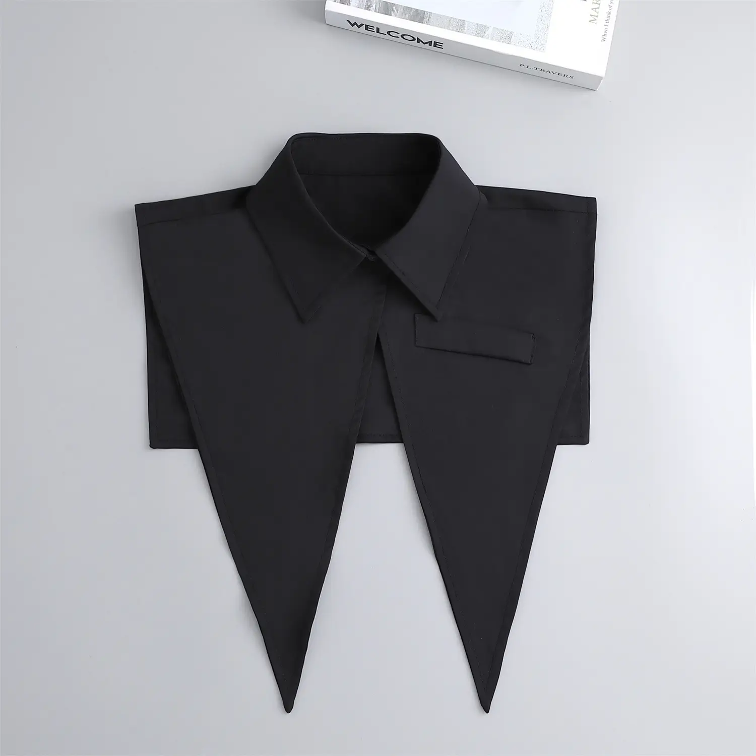 Black Pointed Collar Summer Shirt Shawl Vest - Image 2