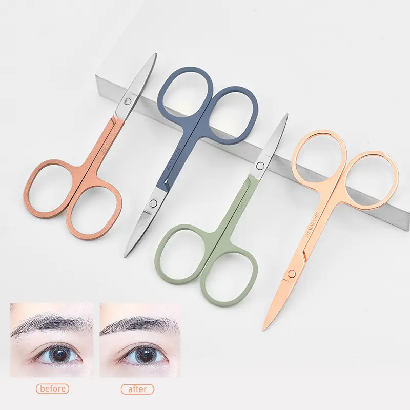 Stainless Steel Eyebrow Trimming Scissors with Round Nose Hair Scissors - Image 20
