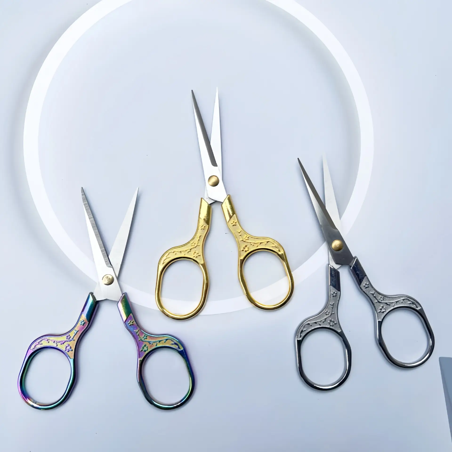 Stainless Steel Eyebrow Trimming Scissors with Round Nose Hair Scissors — feature 15