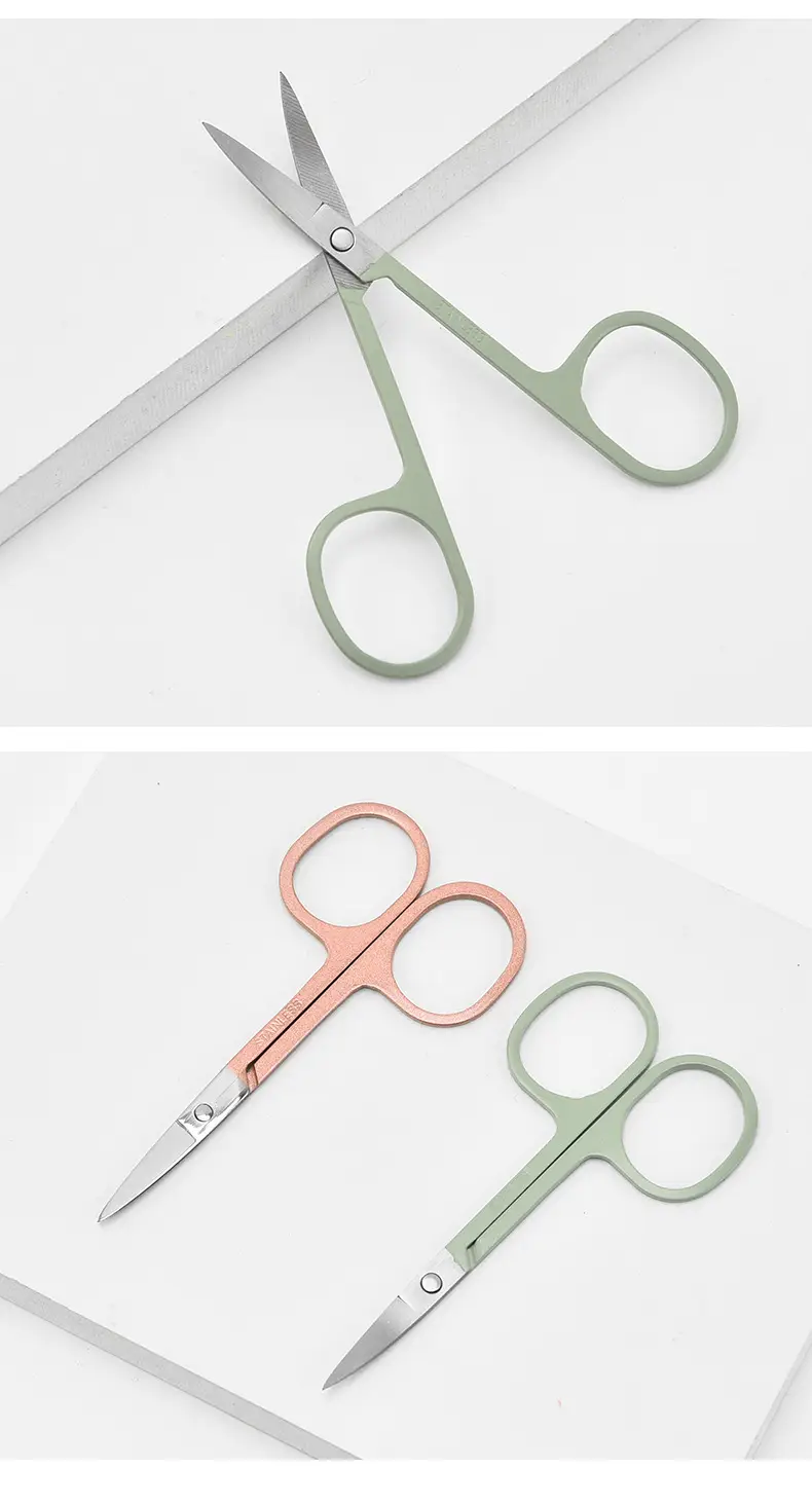 Stainless Steel Eyebrow Trimming Scissors with Round Nose Hair Scissors — feature 17