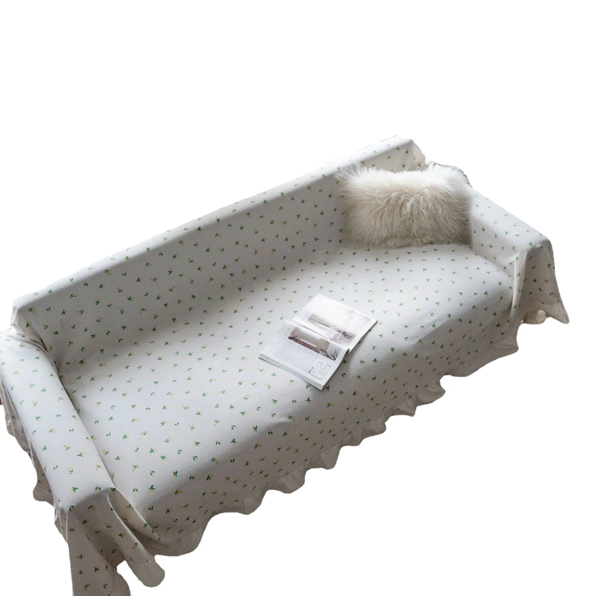 Yiman Qiyun Sofa Towel Lemon Printed Fresh Flounces Multi-functional Cover - Image 30