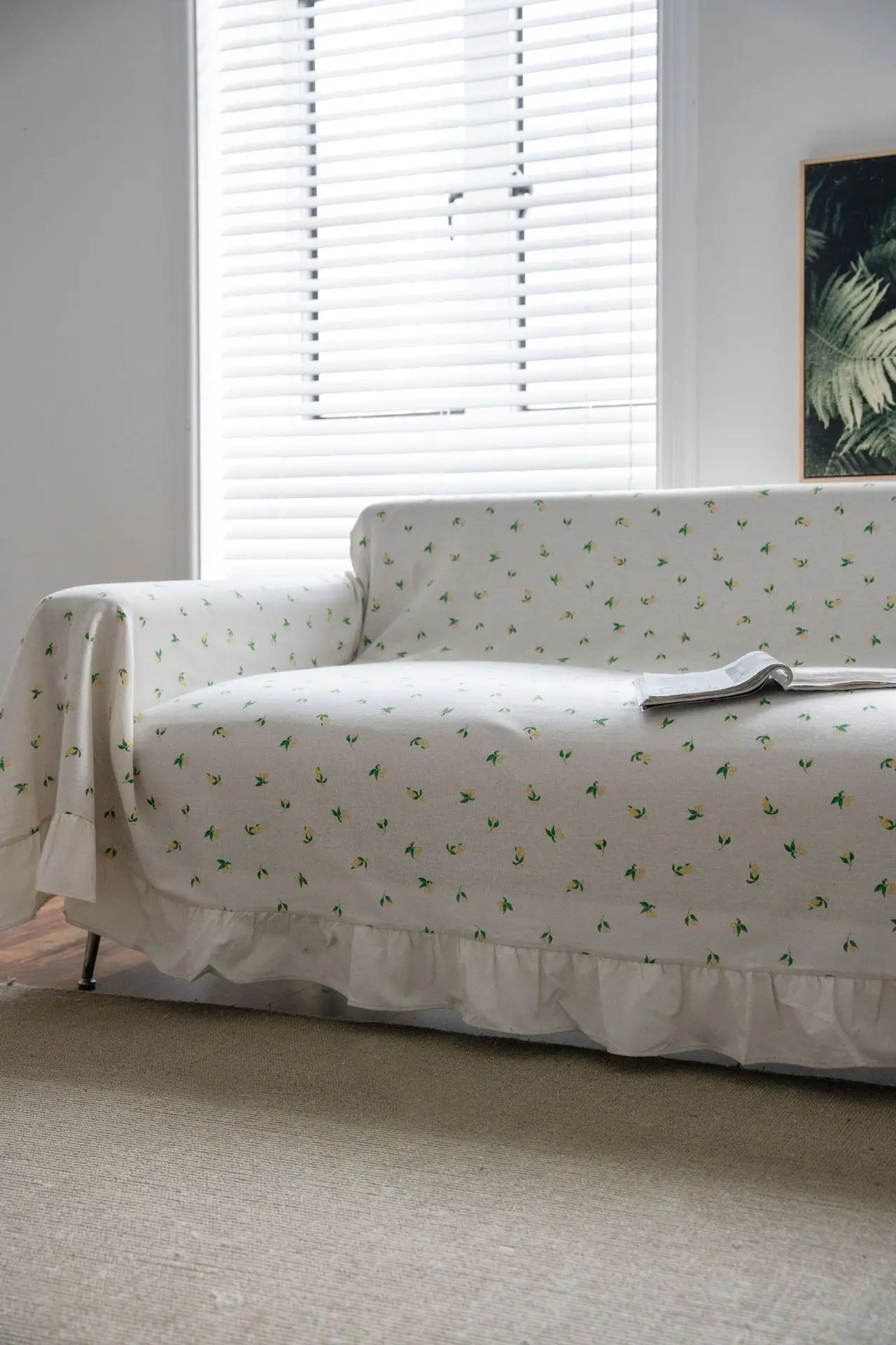 Yiman Qiyun Sofa Towel Lemon Printed Fresh Flounces Multi-functional Cover — feature 10