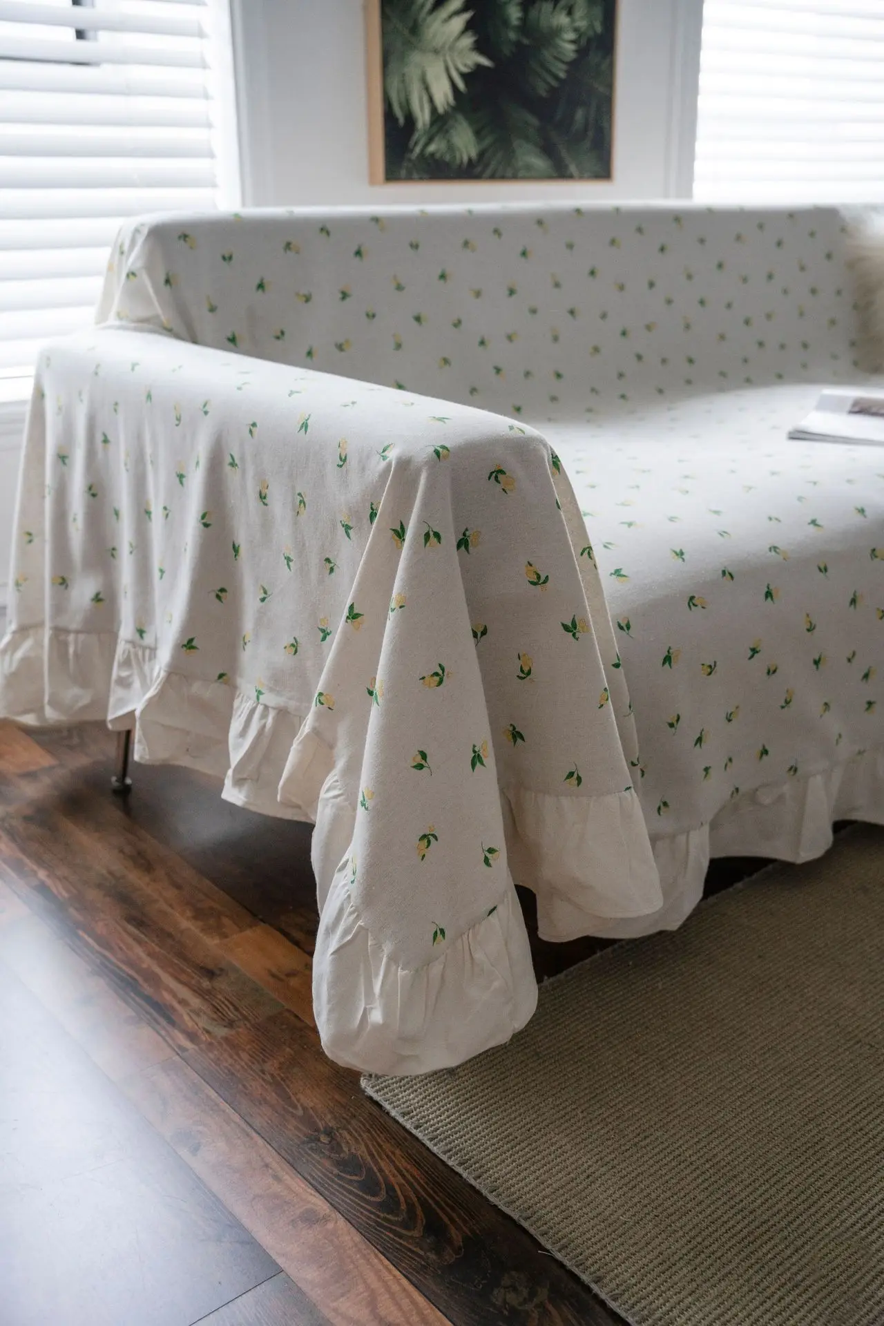 Yiman Qiyun Sofa Towel Lemon Printed Fresh Flounces Multi-functional Cover — feature 11