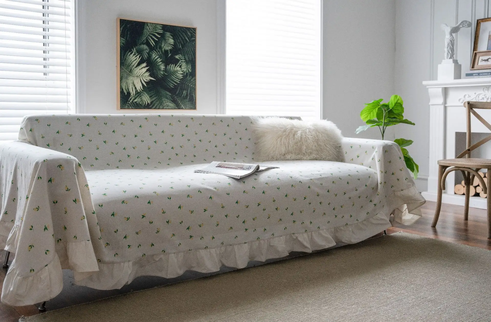 Yiman Qiyun Sofa Towel Lemon Printed Fresh Flounces Multi-functional Cover — feature 5