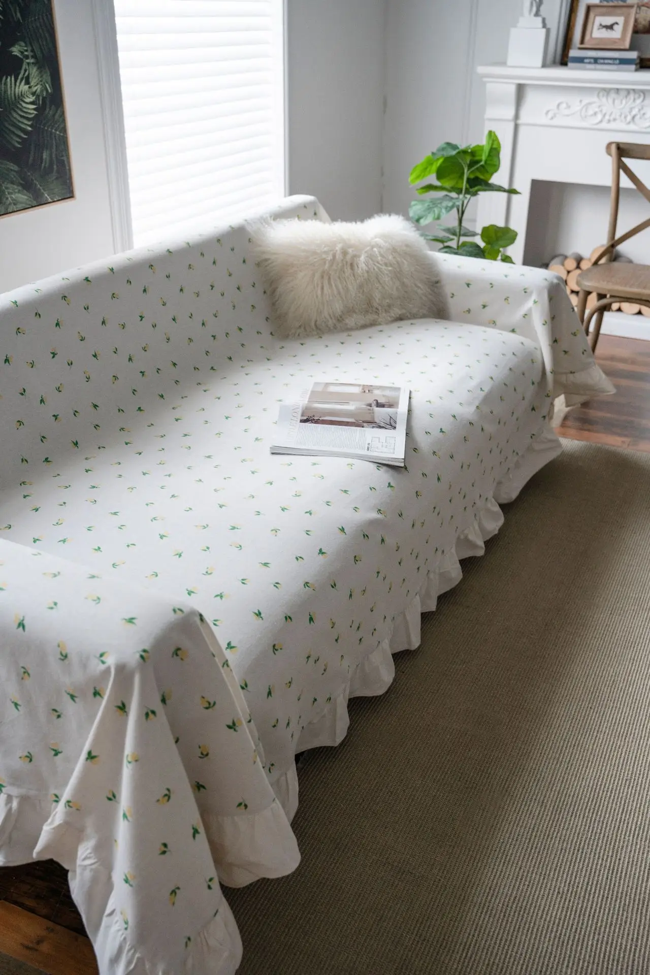Yiman Qiyun Sofa Towel Lemon Printed Fresh Flounces Multi-functional Cover — feature 6