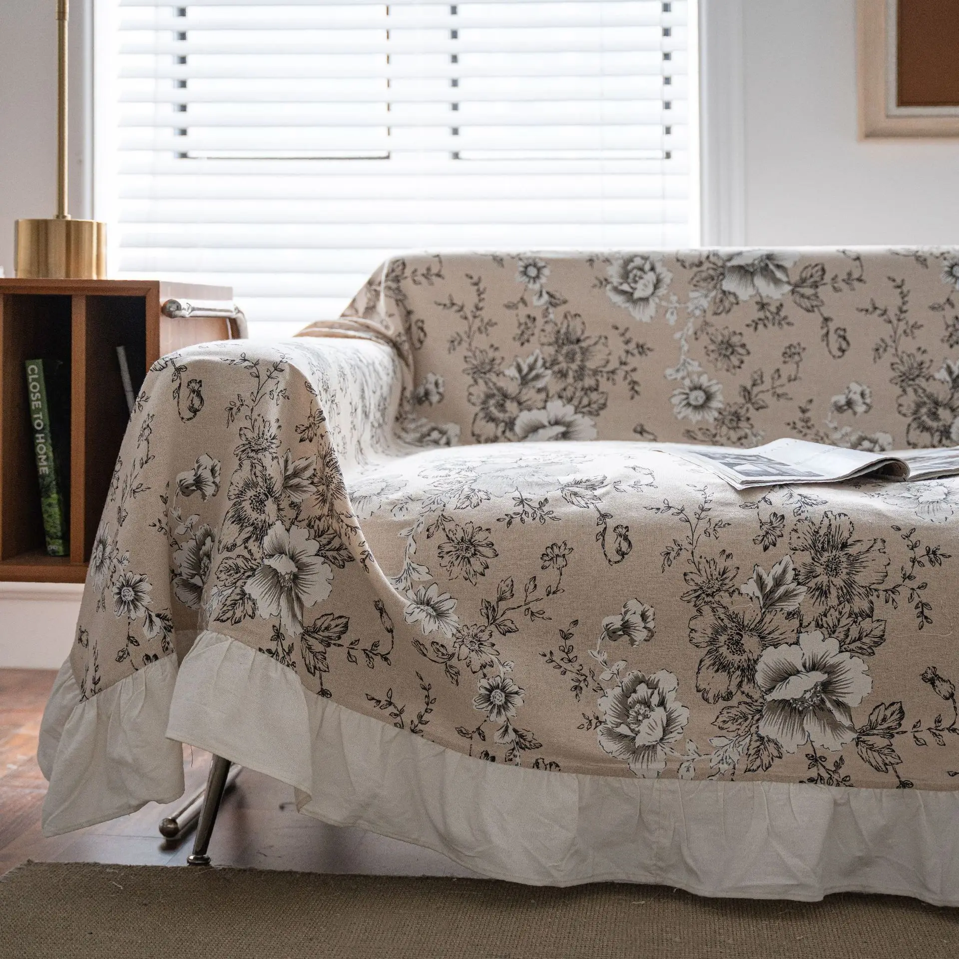 Yiman Qiyun Sofa Towel Lemon Printed Fresh Flounces Multi-functional Cover - Image 11