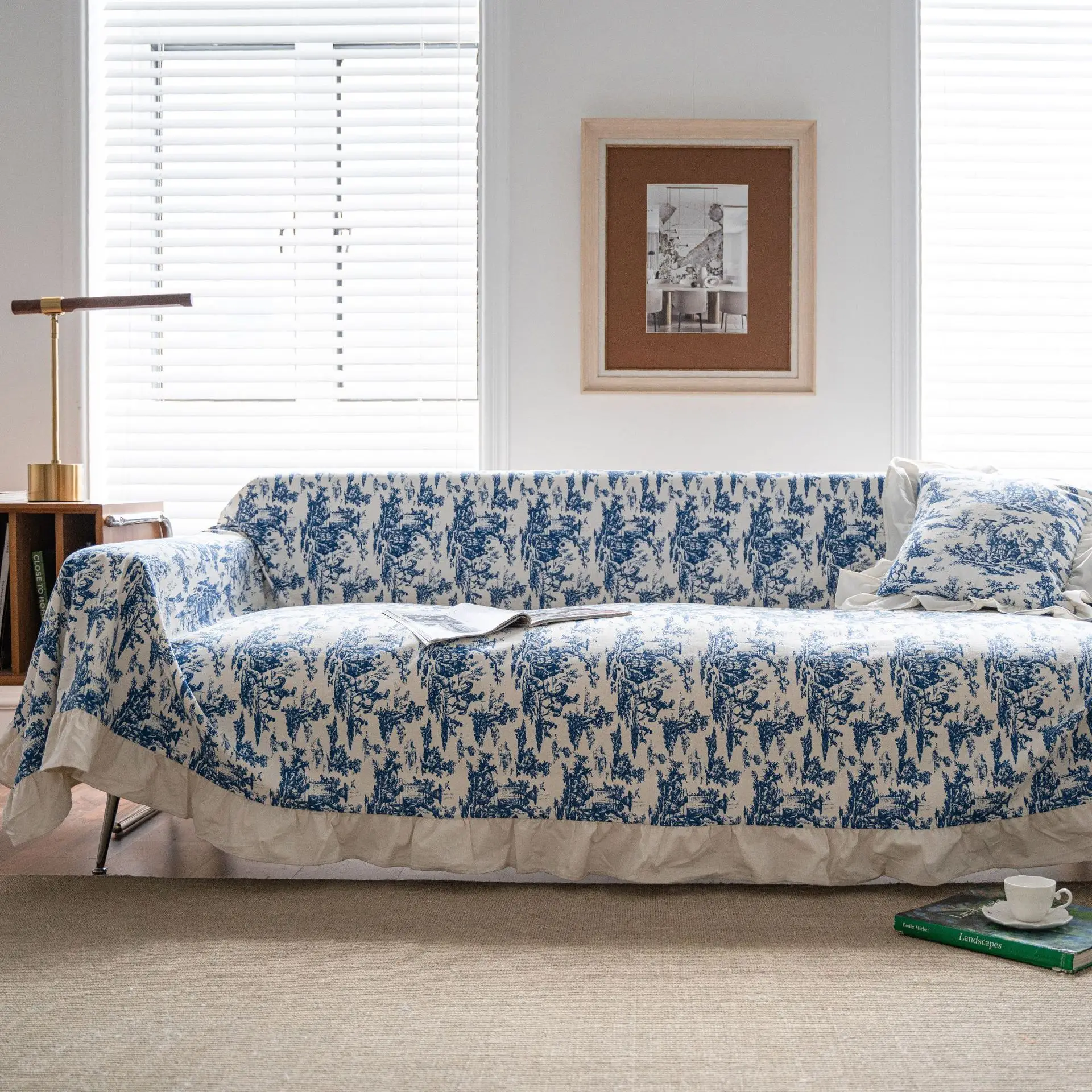 Yiman Qiyun Sofa Towel Lemon Printed Fresh Flounces Multi-functional Cover - Image 19