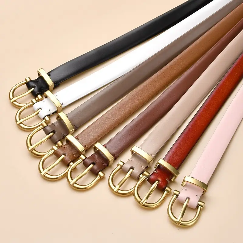 Women Genuine Leather Belt Autumn Style White Brown - Image 4