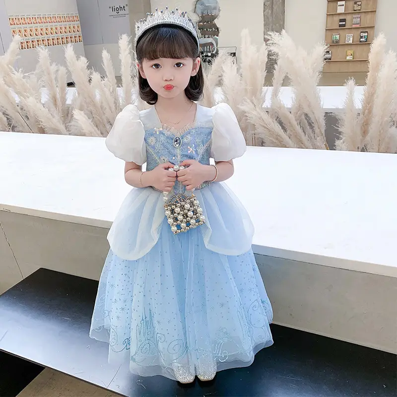 2025 Spring Mesh Hooded Cloak for Girls Blue — feature 2